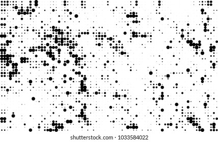 An abstract halftone texture. Black and white pattern of dots on a white background. Texture for printing on business cards, badges, posters, labels