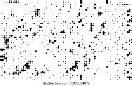 An abstract halftone texture. Black and white pattern of dots on a white background. Texture for printing on business cards, badges, posters, labels