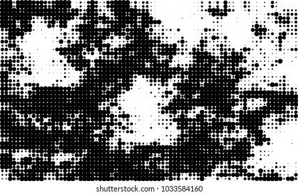 An abstract halftone texture. Black and white pattern of dots on a white background. Texture for printing on business cards, badges, posters, labels