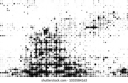 An abstract halftone texture. Black and white pattern of dots on a white background. Texture for printing on business cards, badges, posters, labels