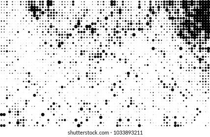 An abstract halftone texture. Black and white pattern of dots on a white background. Texture for printing on business cards, badges, posters, labels