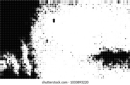 An abstract halftone texture. Black and white pattern of dots on a white background. Texture for printing on business cards, badges, posters, labels