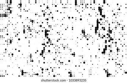 An abstract halftone texture. Black and white pattern of dots on a white background. Texture for printing on business cards, badges, posters, labels