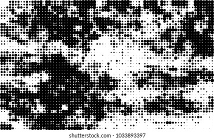 An abstract halftone texture. Black and white pattern of dots on a white background. Texture for printing on business cards, badges, posters, labels