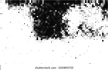 An abstract halftone texture. Black and white pattern of dots on a white background. Texture for printing on business cards, badges, posters, labels