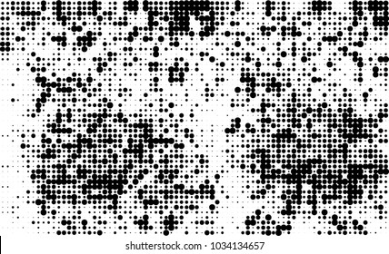 An abstract halftone texture. Black and white pattern of dots on a white background. Texture for printing on business cards, badges, posters, labels