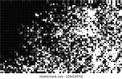 An abstract halftone texture. Black and white pattern of dots on a white background. Texture for printing on business cards, badges, posters, labels
