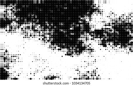 An abstract halftone texture. Black and white pattern of dots on a white background. Texture for printing on business cards, badges, posters, labels