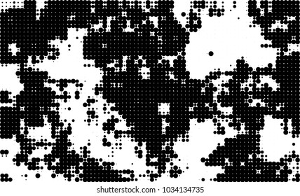 An abstract halftone texture. Black and white pattern of dots on a white background. Texture for printing on business cards, badges, posters, labels