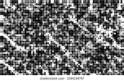 An abstract halftone texture. Black and white pattern of dots on a white background. Texture for printing on business cards, badges, posters, labels