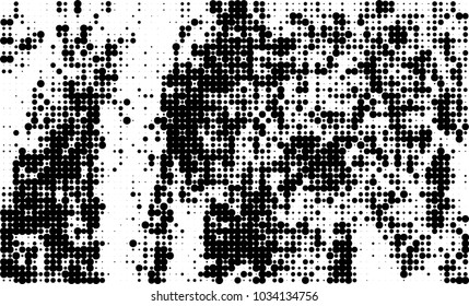 An abstract halftone texture. Black and white pattern of dots on a white background. Texture for printing on business cards, badges, posters, labels