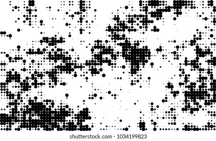 An abstract halftone texture. Black and white pattern of dots on a white background. Texture for printing on business cards, badges, posters, labels