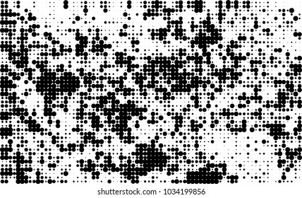 An abstract halftone texture. Black and white pattern of dots on a white background. Texture for printing on business cards, badges, posters, labels