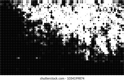 An abstract halftone texture. Black and white pattern of dots on a white background. Texture for printing on business cards, badges, posters, labels
