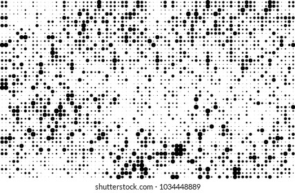 An abstract halftone texture. Black and white pattern of dots on a white background. Texture for printing on business cards, badges, posters, labels
