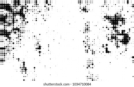 An abstract halftone texture. Black and white pattern of dots on a white background. Texture for printing on business cards, badges, posters, labels