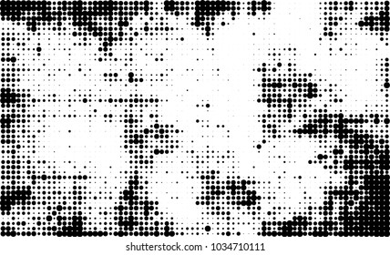 An abstract halftone texture. Black and white pattern of dots on a white background. Texture for printing on business cards, badges, posters, labels