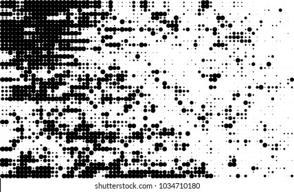 An abstract halftone texture. Black and white pattern of dots on a white background. Texture for printing on business cards, badges, posters, labels
