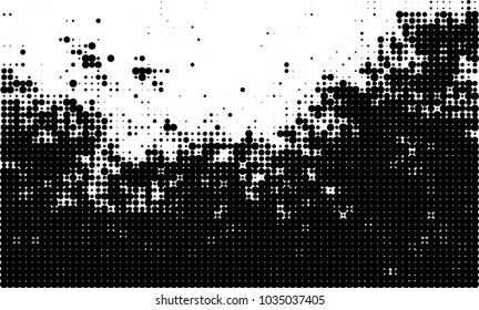 An abstract halftone texture. Black and white pattern of dots on a white background. Texture for printing on business cards, badges, posters, labels