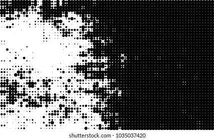 An abstract halftone texture. Black and white pattern of dots on a white background. Texture for printing on business cards, badges, posters, labels