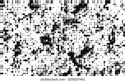 An abstract halftone texture. Black and white pattern of dots on a white background. Texture for printing on business cards, badges, posters, labels