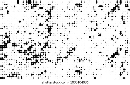 An abstract halftone texture. Black and white pattern of dots on a white background. Texture for printing on business cards, badges, posters, labels