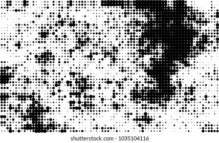 An abstract halftone texture. Black and white pattern of dots on a white background. Texture for printing on business cards, badges, posters, labels