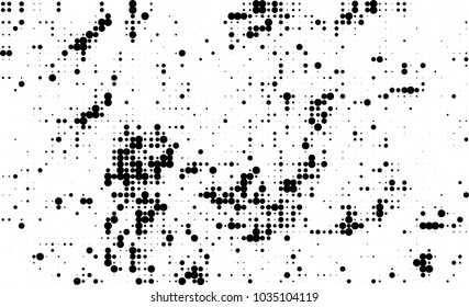 An abstract halftone texture. Black and white pattern of dots on a white background. Texture for printing on business cards, badges, posters, labels
