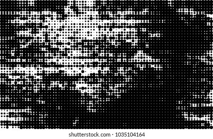 An abstract halftone texture. Black and white pattern of dots on a white background. Texture for printing on business cards, badges, posters, labels