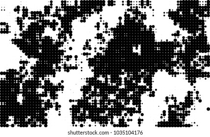 An abstract halftone texture. Black and white pattern of dots on a white background. Texture for printing on business cards, badges, posters, labels