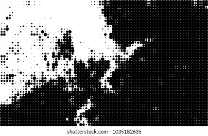 An abstract halftone texture. Black and white pattern of dots on a white background. Texture for printing on business cards, badges, posters, labels