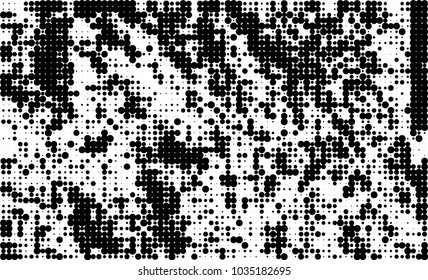 An abstract halftone texture. Black and white pattern of dots on a white background. Texture for printing on business cards, badges, posters, labels