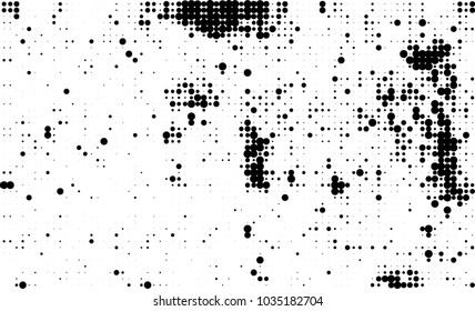 An abstract halftone texture. Black and white pattern of dots on a white background. Texture for printing on business cards, badges, posters, labels