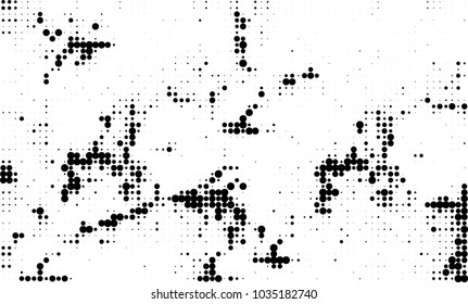 An abstract halftone texture. Black and white pattern of dots on a white background. Texture for printing on business cards, badges, posters, labels