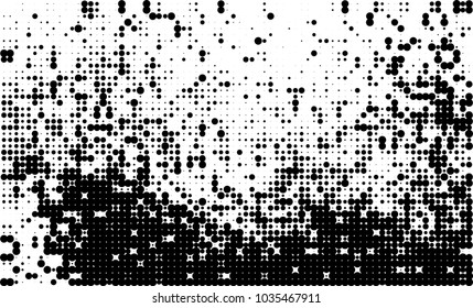 An abstract halftone texture. Black and white pattern of dots on a white background. Texture for printing on business cards, badges, posters, labels