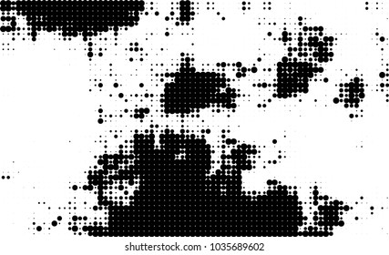 An abstract halftone texture. Black and white pattern of dots on a white background. Texture for printing on business cards, badges, posters, labels