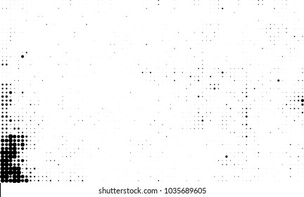 An abstract halftone texture. Black and white pattern of dots on a white background. Texture for printing on business cards, badges, posters, labels