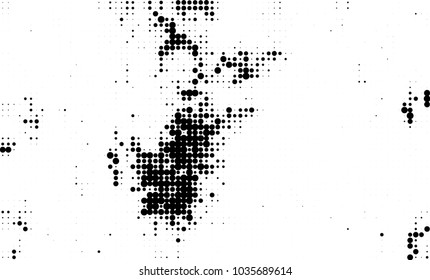 An abstract halftone texture. Black and white pattern of dots on a white background. Texture for printing on business cards, badges, posters, labels