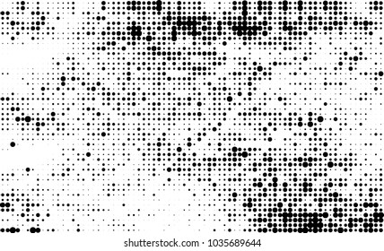 An abstract halftone texture. Black and white pattern of dots on a white background. Texture for printing on business cards, badges, posters, labels