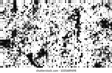 An abstract halftone texture. Black and white pattern of dots on a white background. Texture for printing on business cards, badges, posters, labels