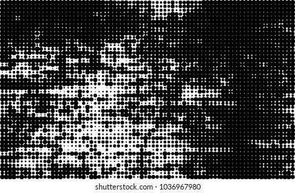 An abstract halftone texture. Black and white pattern of dots on a white background. Texture for printing on business cards, badges, posters, labels