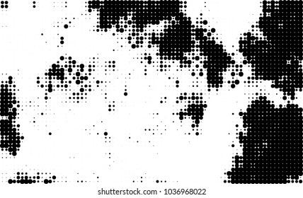 An abstract halftone texture. Black and white pattern of dots on a white background. Texture for printing on business cards, badges, posters, labels