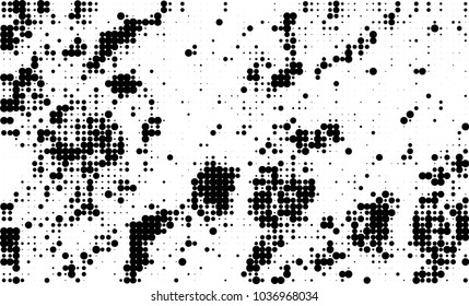 An abstract halftone texture. Black and white pattern of dots on a white background. Texture for printing on business cards, badges, posters, labels