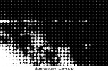 An abstract halftone texture. Black and white pattern of dots on a white background. Texture for printing on business cards, badges, posters, labels