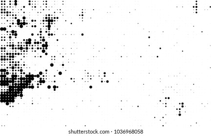 An abstract halftone texture. Black and white pattern of dots on a white background. Texture for printing on business cards, badges, posters, labels