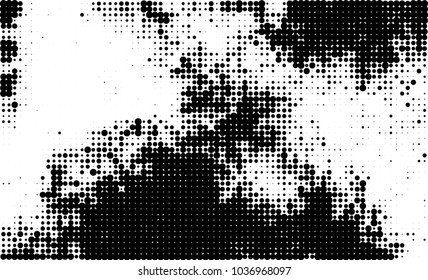 An abstract halftone texture. Black and white pattern of dots on a white background. Texture for printing on business cards, badges, posters, labels