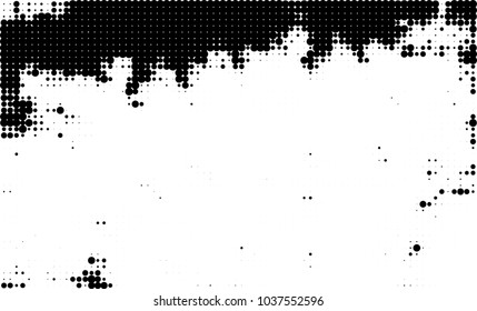 An abstract halftone texture. Black and white pattern of dots on a white background. Texture for printing on business cards, badges, posters, labels