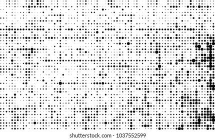 An abstract halftone texture. Black and white pattern of dots on a white background. Texture for printing on business cards, badges, posters, labels