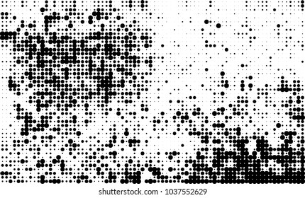 An abstract halftone texture. Black and white pattern of dots on a white background. Texture for printing on business cards, badges, posters, labels