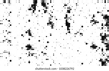 An abstract halftone texture. Black and white pattern of dots on a white background. Texture for printing on business cards, badges, posters, labels